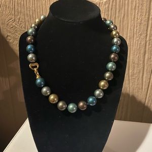 12mm multi color south sea shell pearl necklace